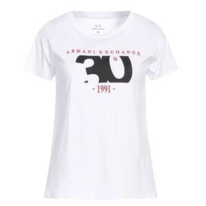 Armani Exchange A/X Womens Logo Short Sleeve T-Shirt Size XS White Black‎ NWT